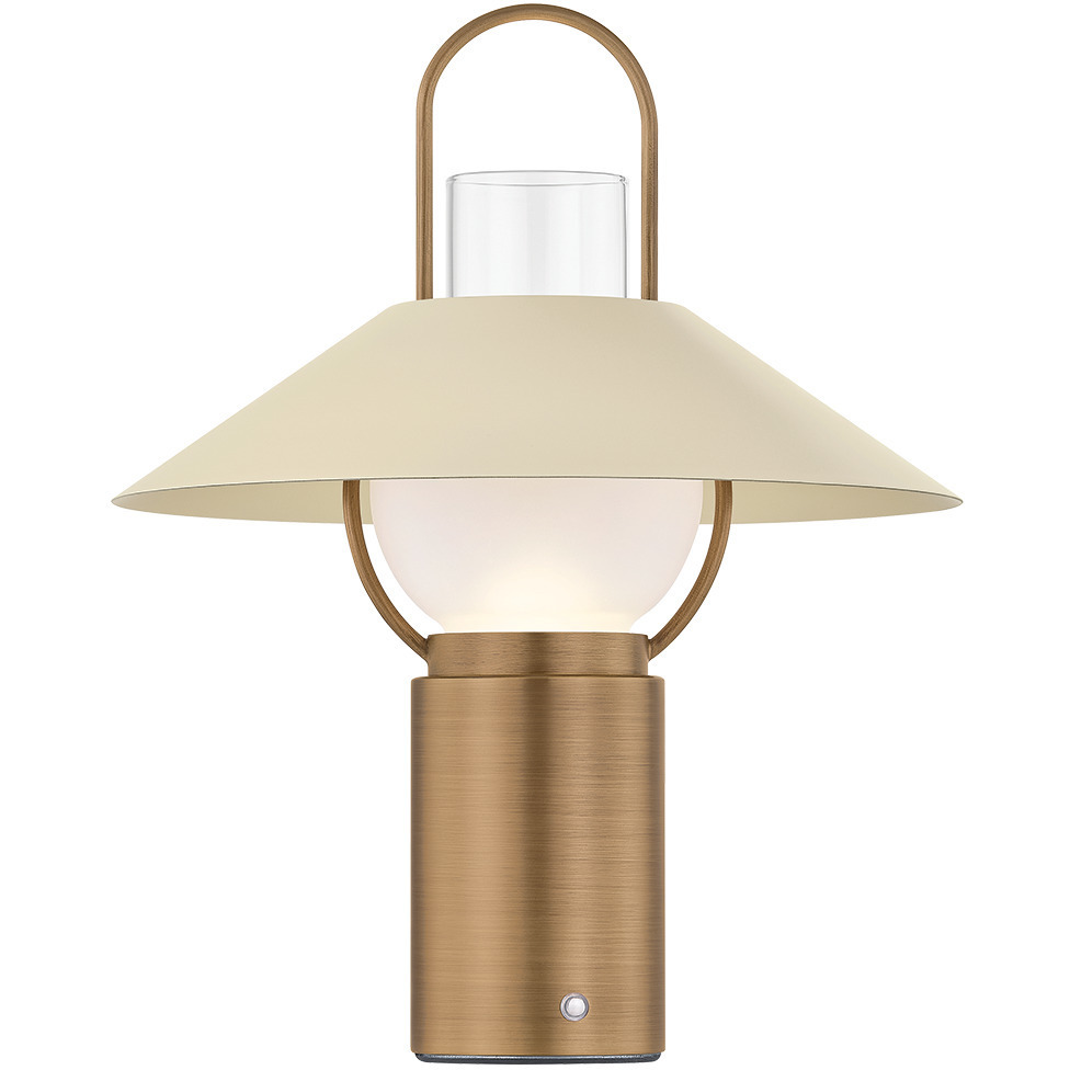 Kindle 14.5 inch 3 watt Patina Brass/Soft Sand Rechargeable Table Lamp Portable Light